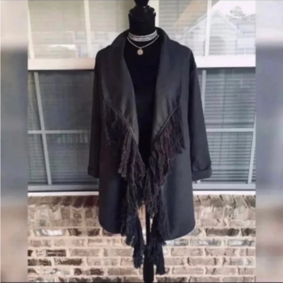 NEW FRINGE BELTED COAT WITH POCKETS - Picture 1 of 11